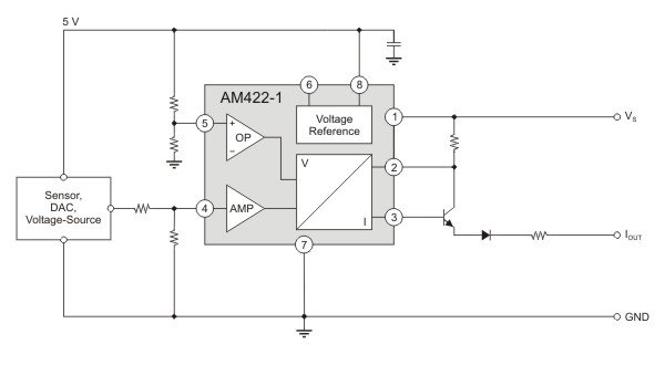 AM22-1 as protected signal-conditioner with three-wire current output.
